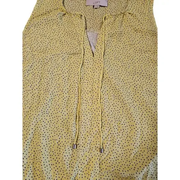 Ann Taylor Loft Women's‎ Yellow & Black Speckled Sleeveless Blouse Sz Medium - Picture 2 of 3